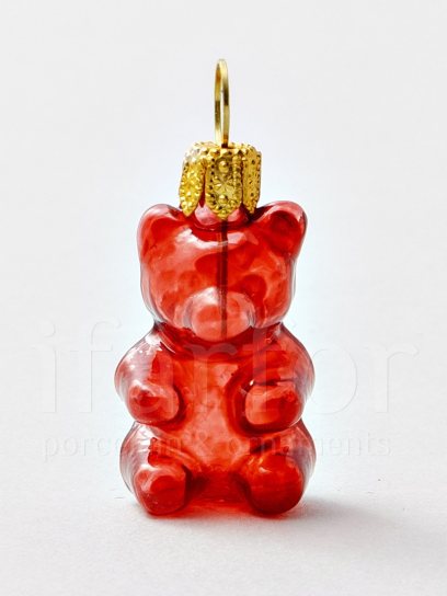 Елочная игрушка «Леденцовый мишка (красный)» Стекло. 20 x 45 мм.