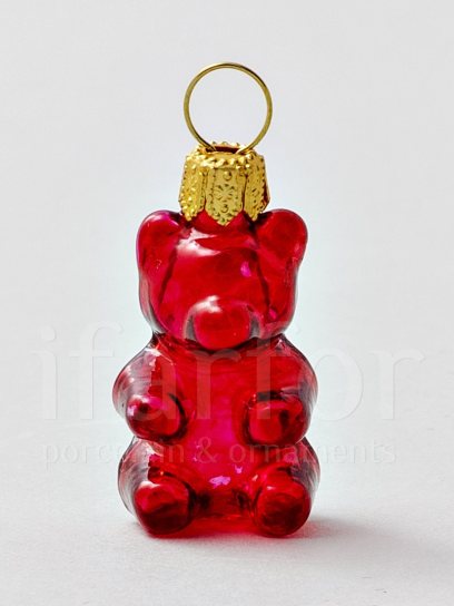 Елочная игрушка «Леденцовый мишка (бордовый)» Стекло. 20 x 45 мм.