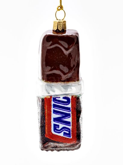 Елочная игрушка «Шоколадный батончик Snickers» Стекло. 40 x 115 мм.