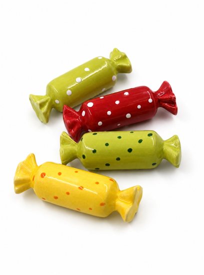 Елочная игрушка «Конфета» Форма: Конфета. Майолика. 75 x 25 мм.