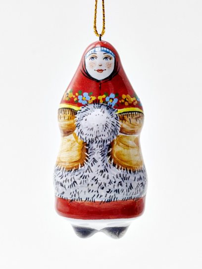 Елочная игрушка «Боярышня» Форма: Боярышня. Майолика. 40 x 78 мм.
