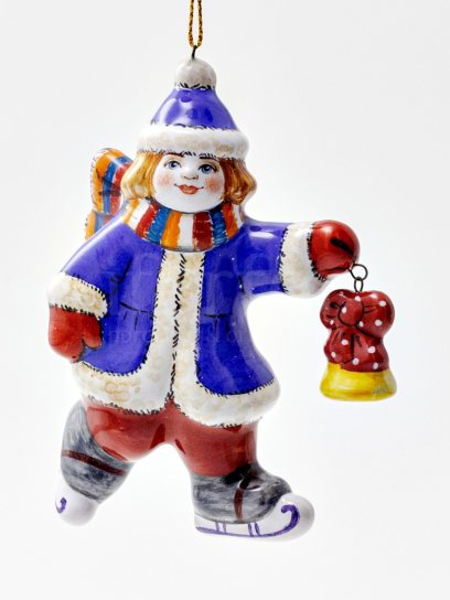Елочная игрушка «Конькобежец» Форма: Конькобежец. Майолика. 35 x 65 x 102 мм.