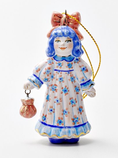 Елочная игрушка «Золотой ключик. Мальвина» Майолика. 50 x 90 мм.