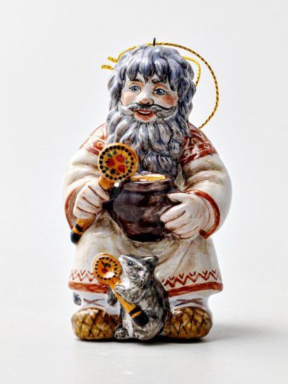 Елочная игрушка «Домовой» Форма: Домовой. Майолика. 50 x 85 мм.