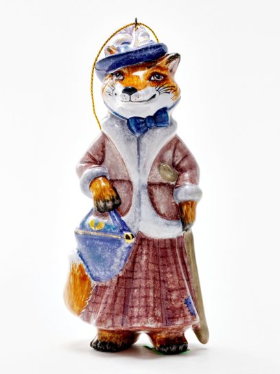 Елочная игрушка «Золотой ключик. Лиса Алиса» Майолика. 60 x 120 мм.