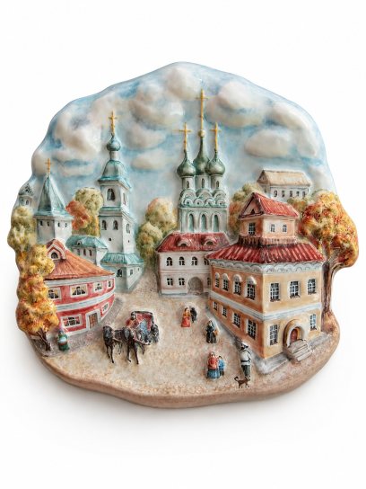Плакетка настенная «Вечерний звон» Майолика. 195 x 200 мм.