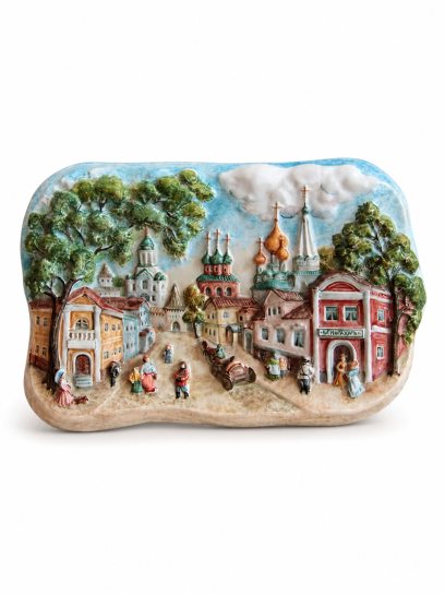Плакетка настенная «Извозчик» Майолика. 190 x 280 мм.