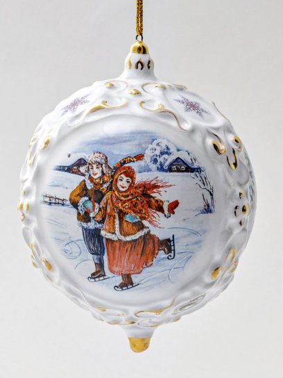 Елочная игрушка «Шар средний» Форма: Шар средний. Майолика. 90 x 120 мм.