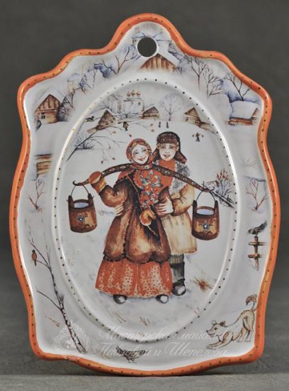 Доска для сыра «Пара» Форма: Рельефная №1. Майолика. 180 x 230 мм.