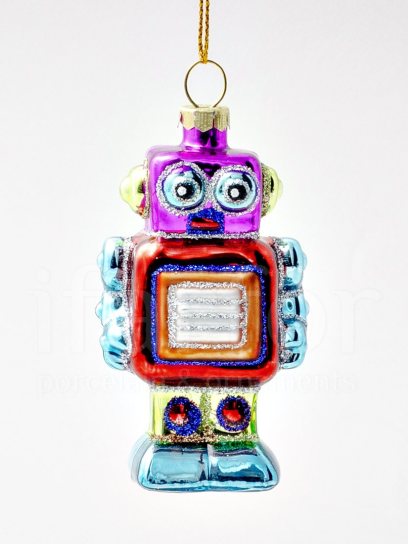 Елочная игрушка «Маленький робот» Стекло. 90 мм.