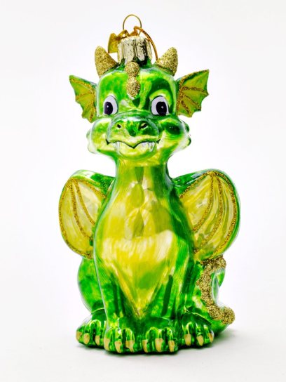 Елочная игрушка «Дракончик» Стекло. 75 x 130 мм.
