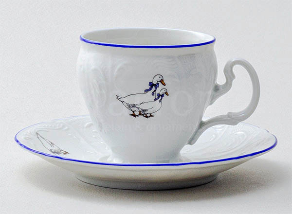 Cup and saucer Coffee Bernadotte. Geese Bernadotte
