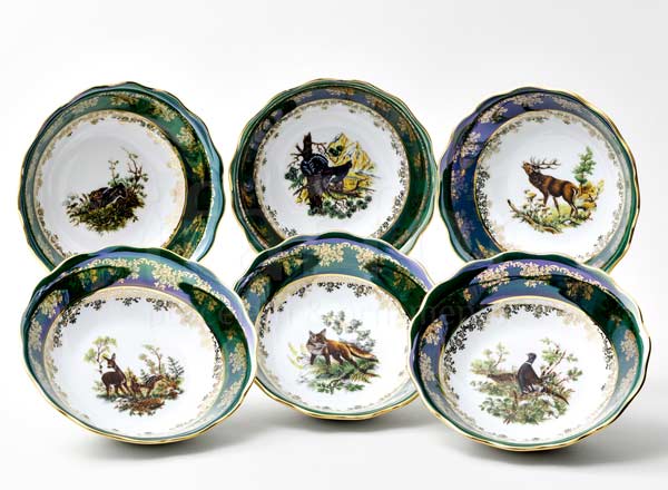 Set for salad Hunting Green 6/6 Crown