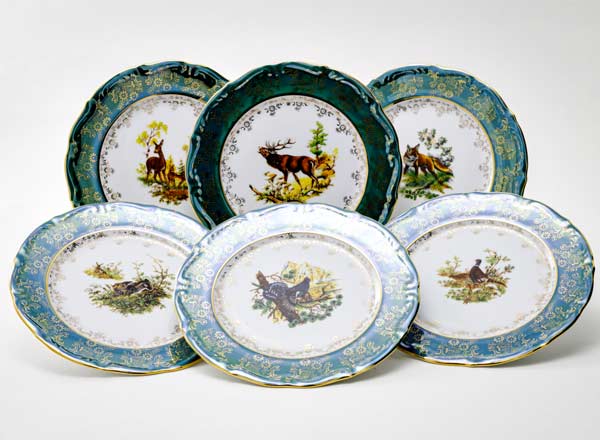 Set of plates Table Hunting Green 6/6 Maria Teresa