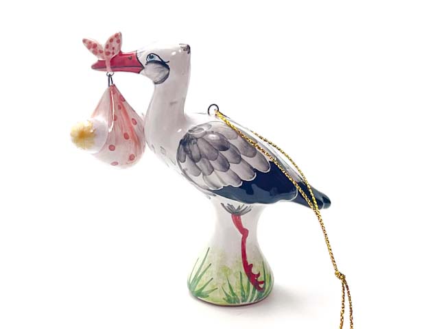 Елочная игрушка «Аист с младенцем 4»