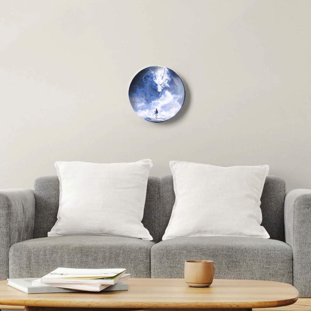 Белый дракон и девушка в снежную бурю