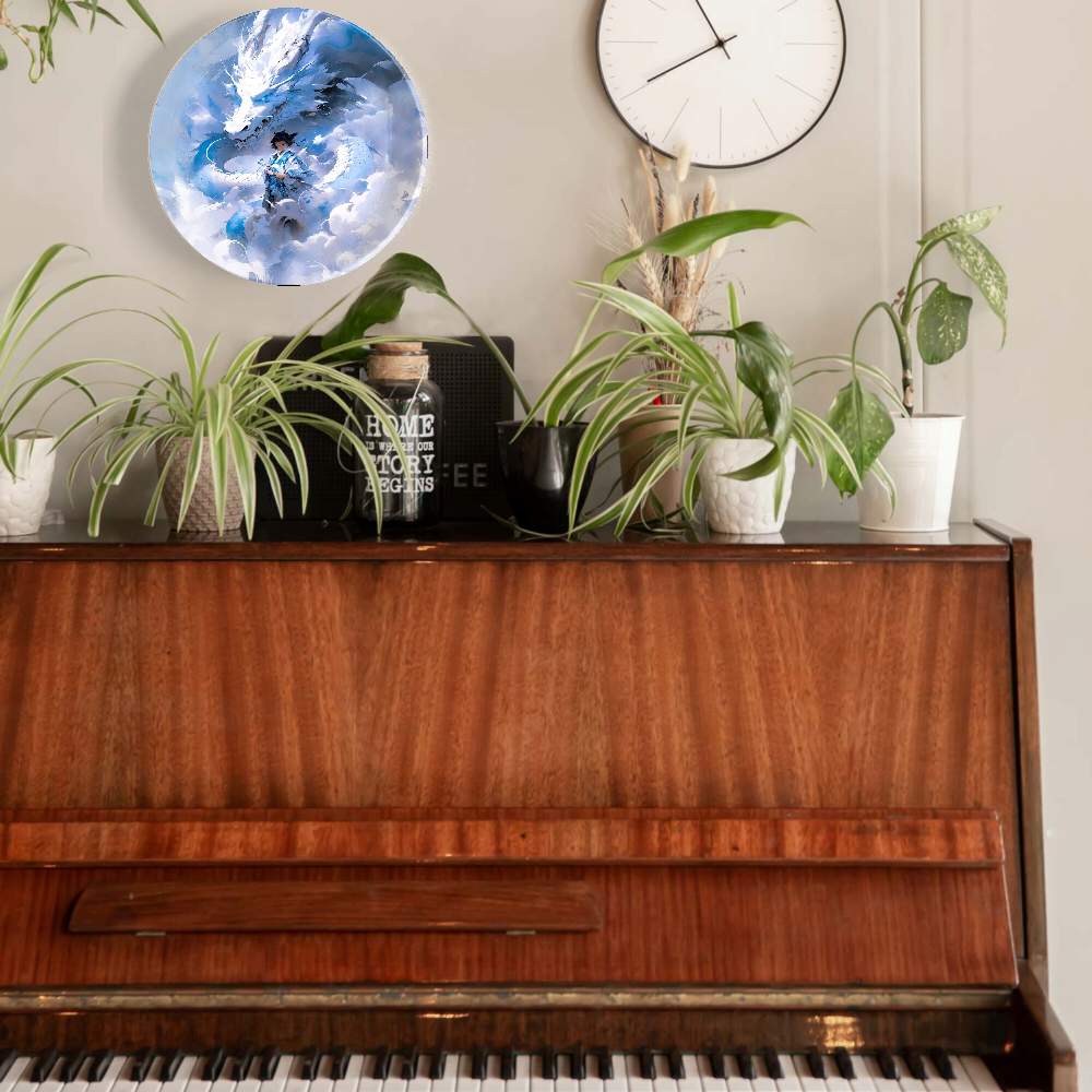 Белый дракон и девушка в синем в снежную бурю