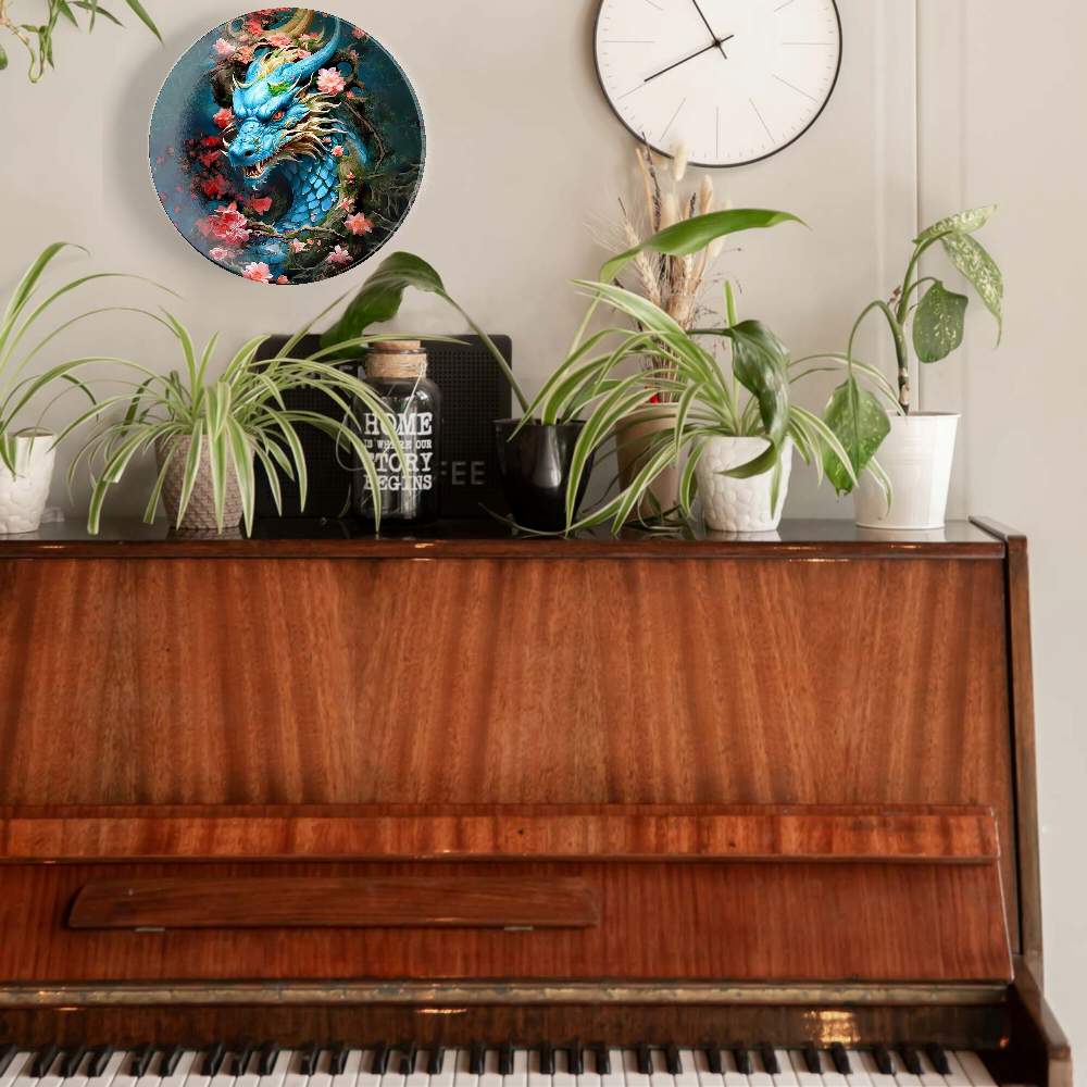 Синий дракон в цветах