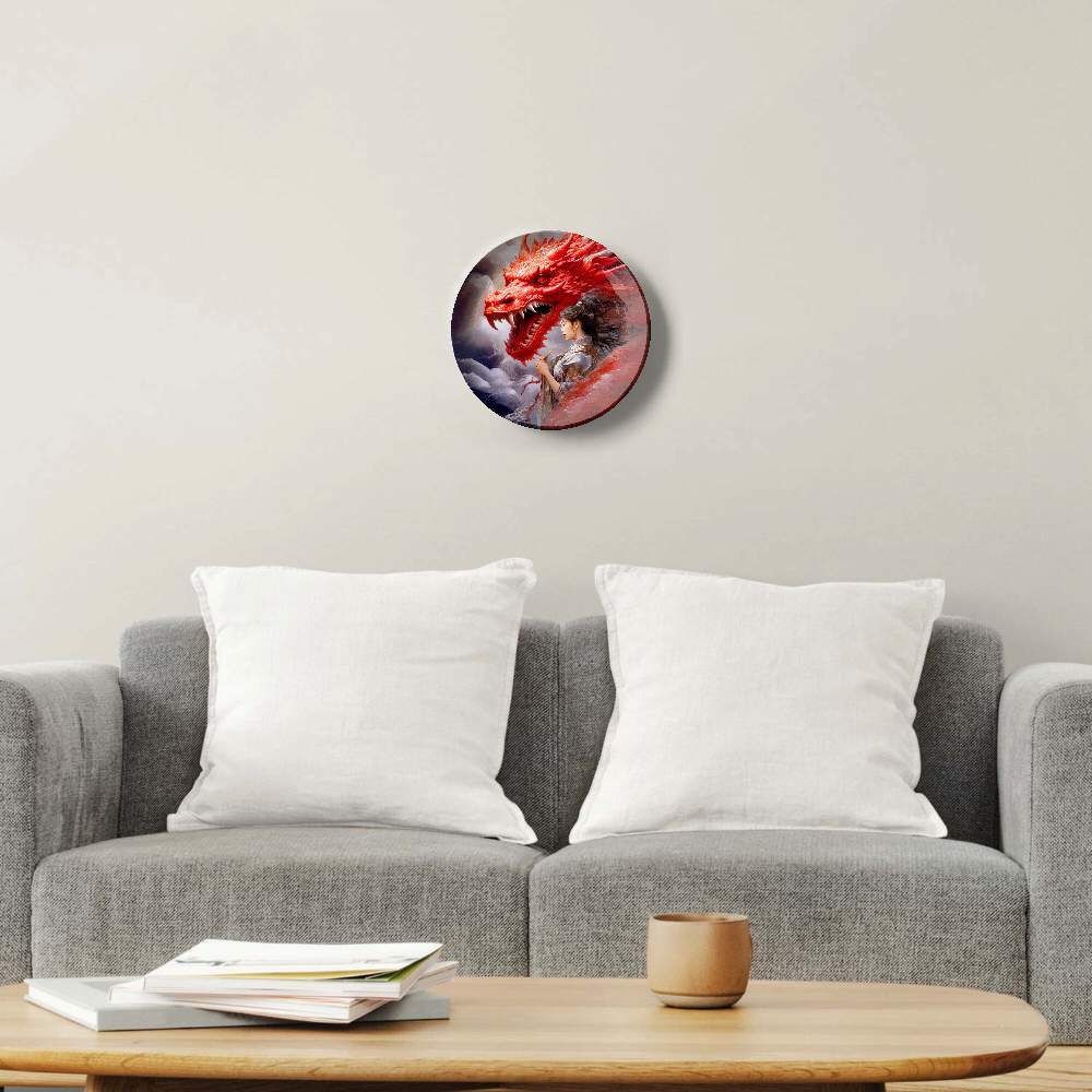 Красный дракон и девушка в облаках