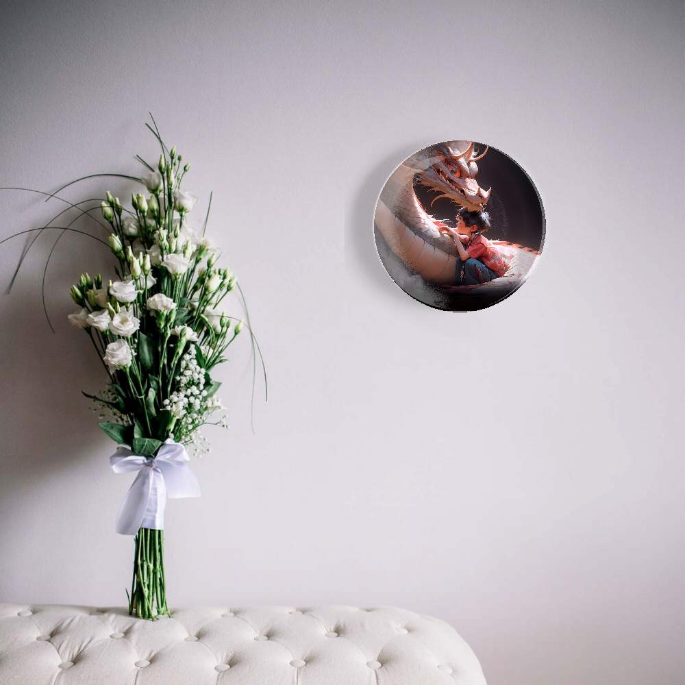 Серый ушастый дракон и мальчик