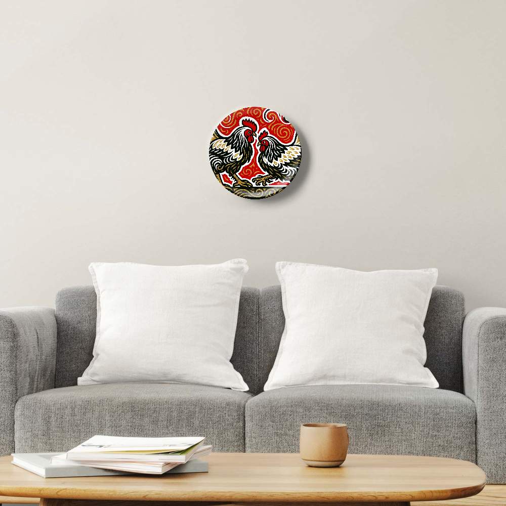 Петушиный бой Красный орнамент — Жан Габриэль Ги