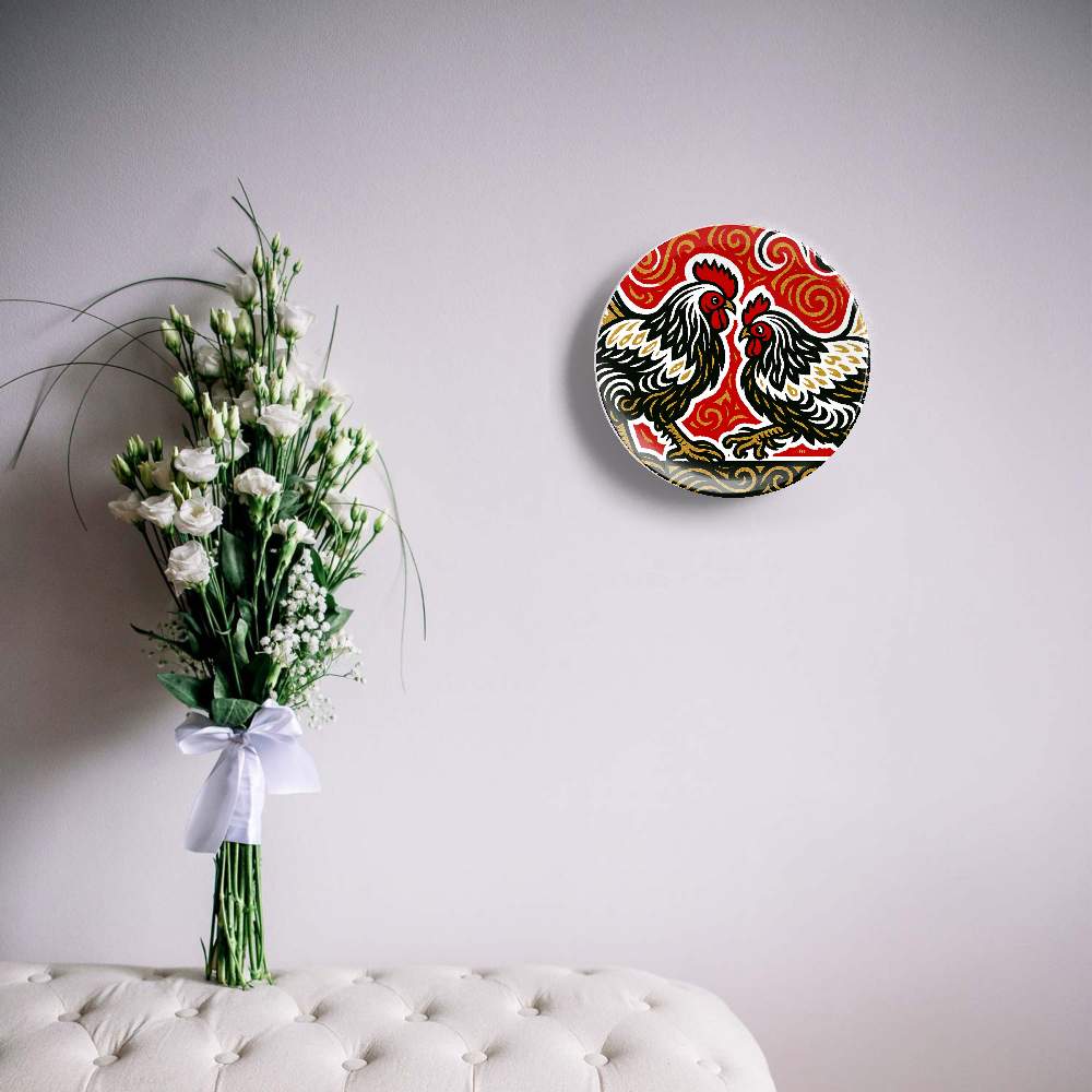 Петушиный бой Красный орнамент — Жан Габриэль Ги