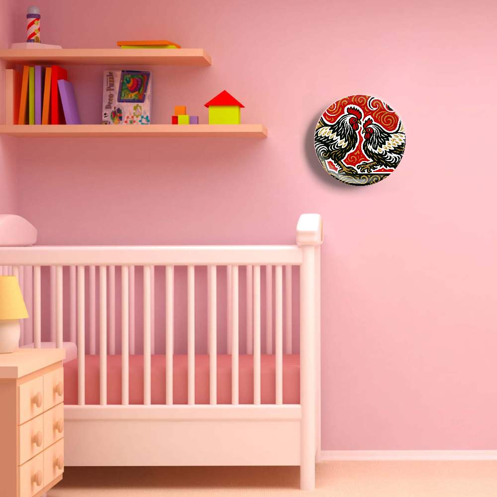 Петушиный бой Красный орнамент — Жан Габриэль Ги