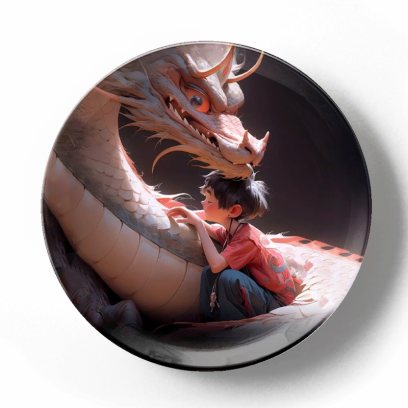 Серый ушастый дракон и мальчик