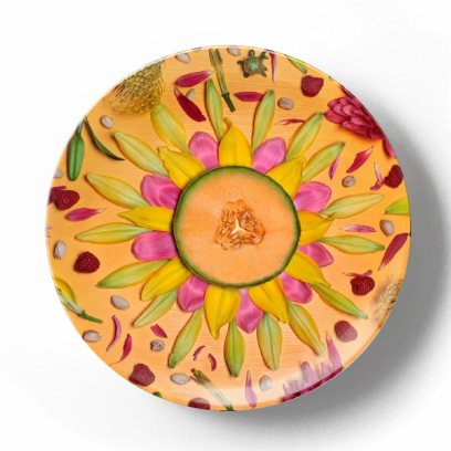 Декоративная тарелка Изабелла Кассини Калейдоскоп желто-оранжевый