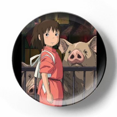 Декоративная тарелка Хаяо Миядзаки. Унесенные призраками Тихиро со свинками