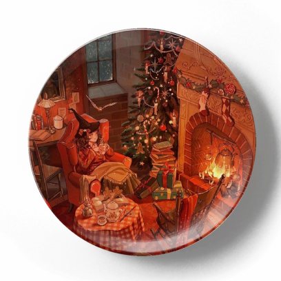 Декоративная тарелка Джоан Роулинг Гермиона на рожлественских каникулах