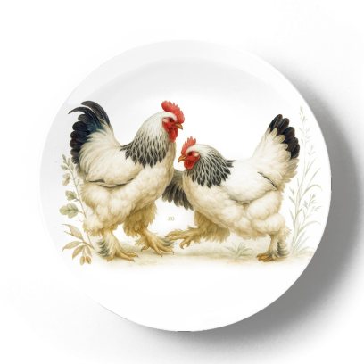 Декоративная тарелка Жан Габриэль Ги Петушиный бой Бентамка