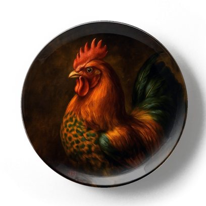 Декоративная тарелка Жан Габриэль Ги Петух Стиль Рембрандт