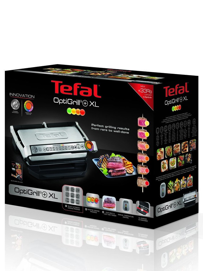 Гриль электрический Tefal OptiGrill XL 9 автопрограмм, со съемными панелями, GC722D34