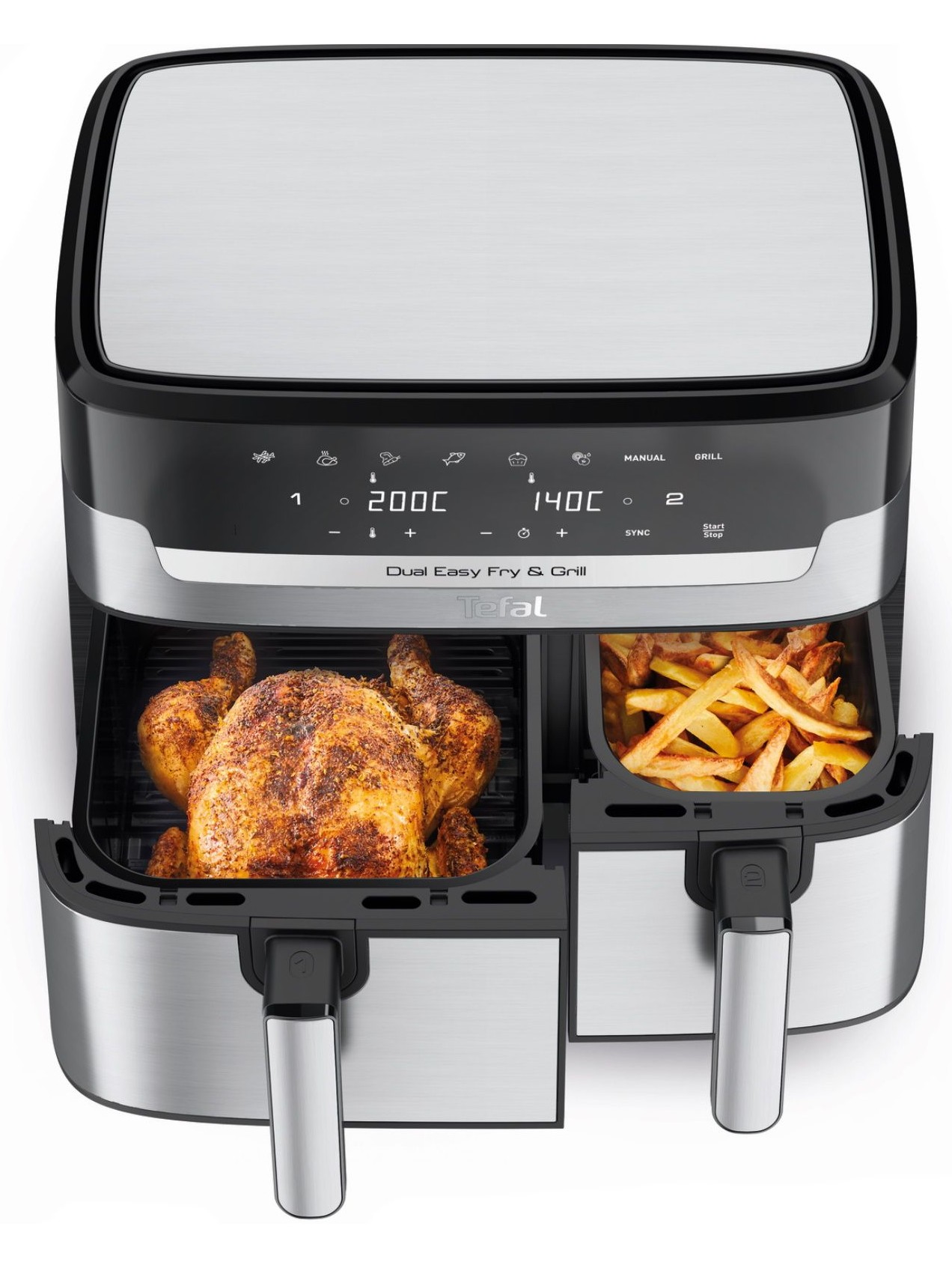 Аэрогриль Tefal 8 автопрограмм, 2 чаши, EasyFry&Grill, EY905D10