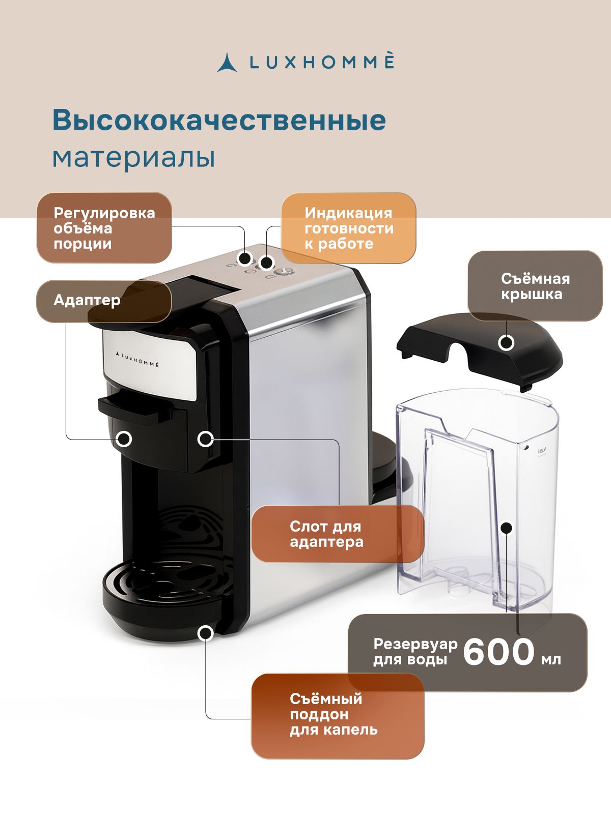 Кофемашина капсульная Nespresso Luxhomme 4 в 1