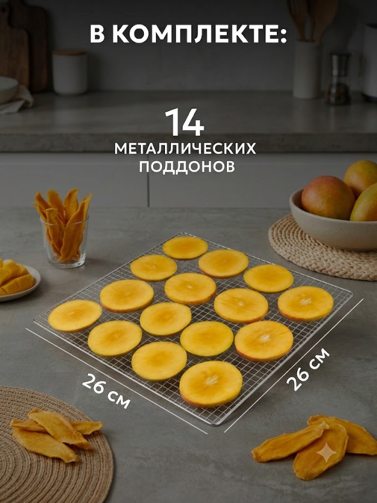Сушилка для овощей и фруктов электрическая TAKARA DF-24 Дегидратор для мяса и рыбы, 14 поддонов, 34 л