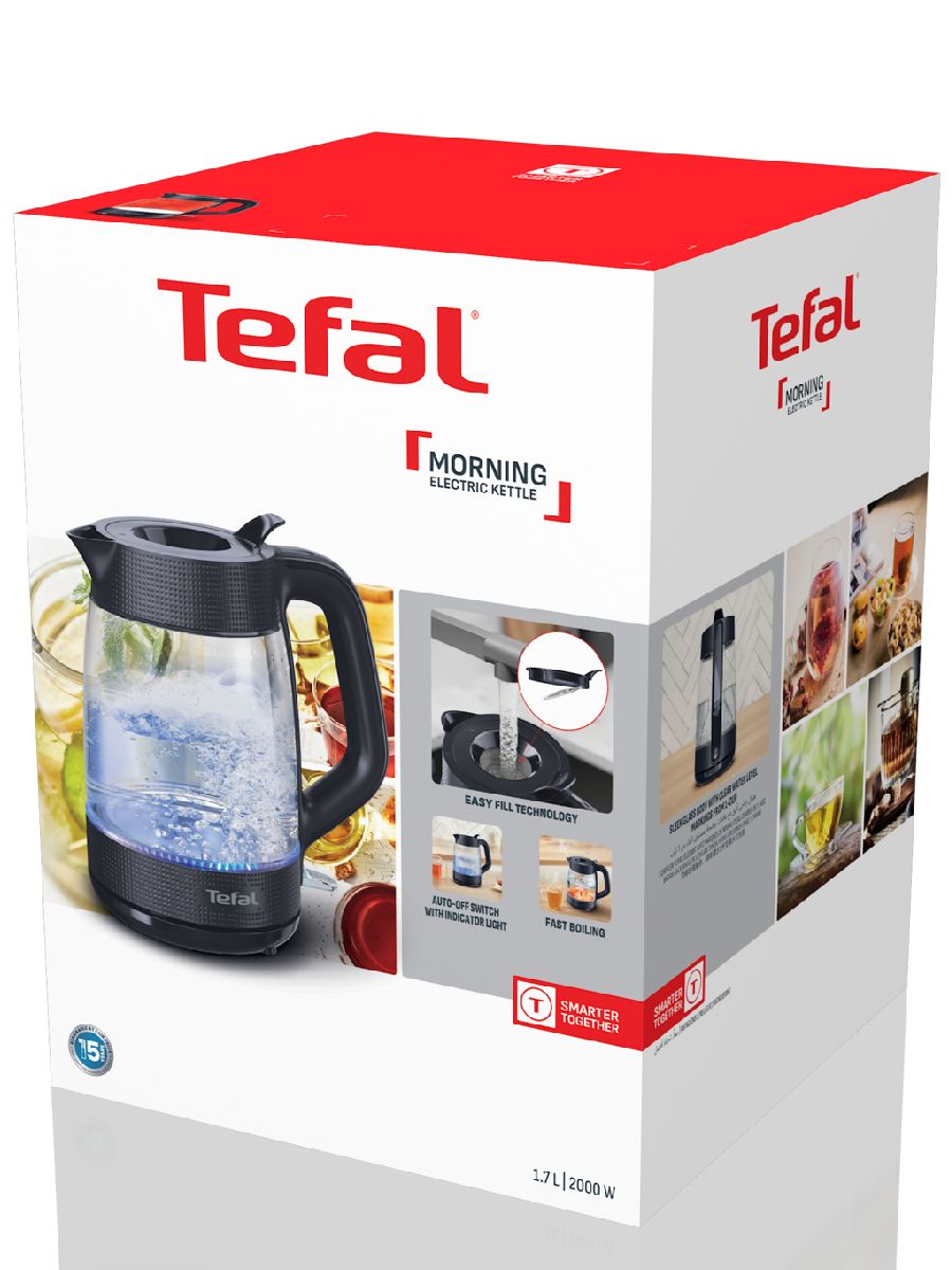 Электрический чайник Tefal Glass Kettle KO2G08E0, 1.7 л
