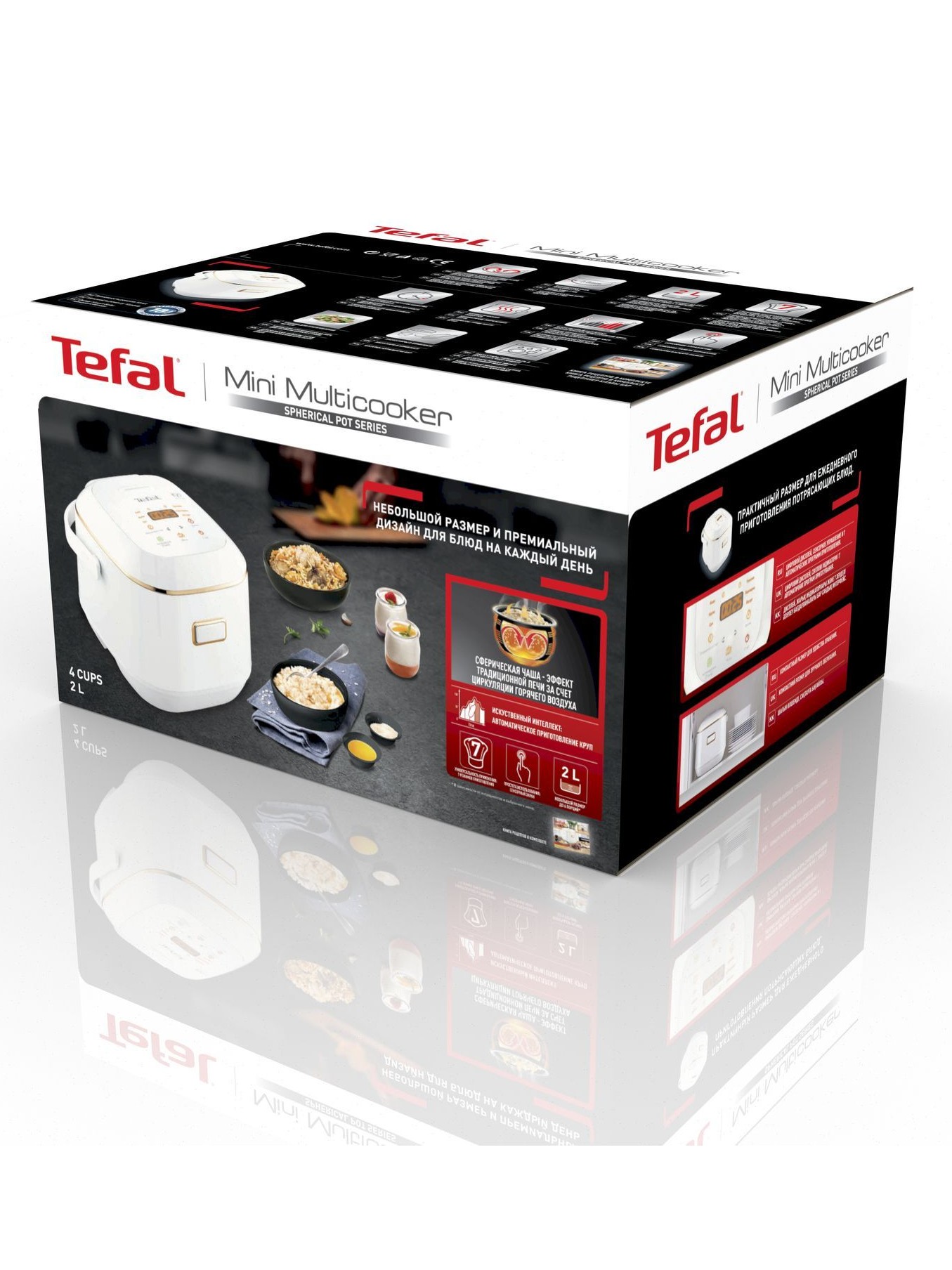 Мультиварка Tefal Mini RK601132 2 л, со сферической чашей, 7 автоматических программ.