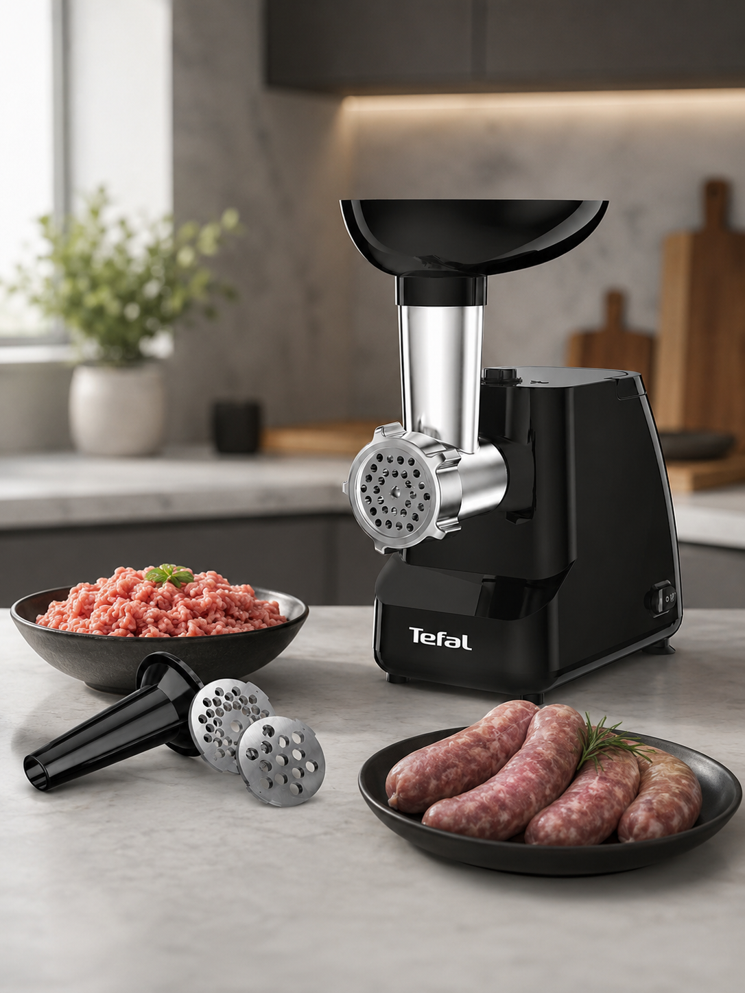 Мясорубка электрическая Tefal HV1 NE111832, 1400 Вт С реверсом, насадкой для колбасок и 2 решетками,.