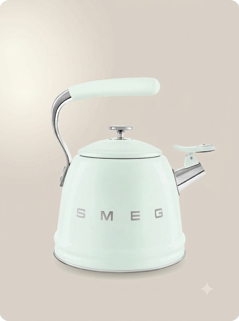 Чайник со свистком SMEG WKF01PG 2.3 л Цвет пастельно-зеленый глянцевый