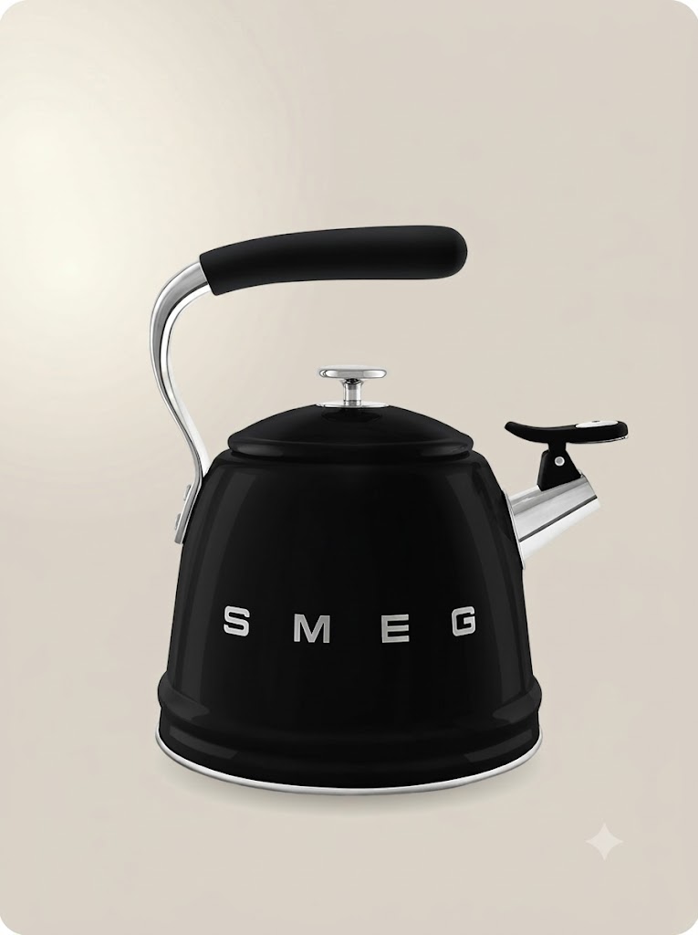 Чайник со свистком SMEG WKF01BL, 2.3л Цвет чёрный глянцевый