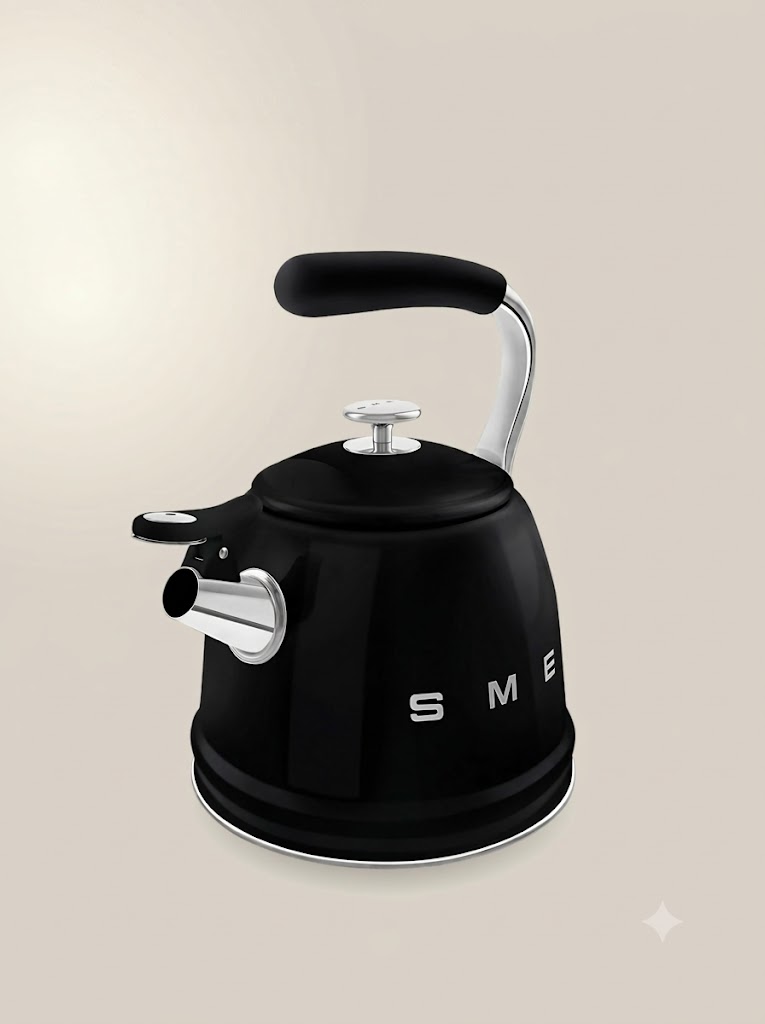 Чайник со свистком SMEG WKF01BL, 2.3л Цвет чёрный глянцевый