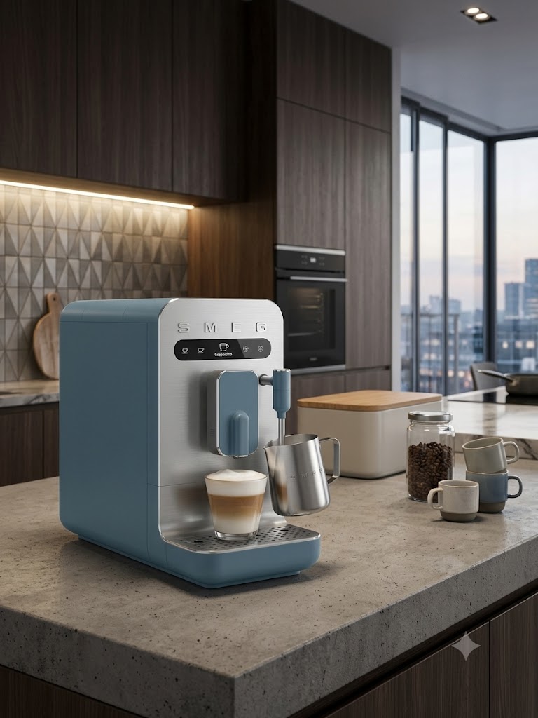 Автоматическая кофемашина с капучинатором SMEG BCC12SBMEU Цвет синий шторм матовый