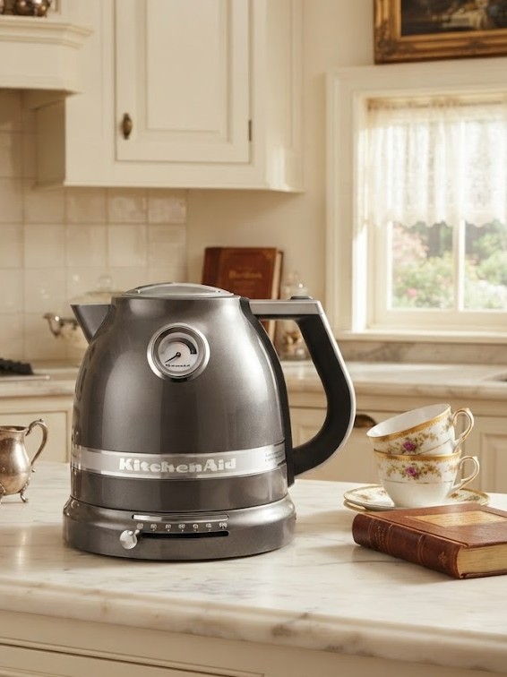 Электрический чайник KitchenAid Artisan 5KEK1522EMS 1.5л Серебряный медальон, двойные стенки.