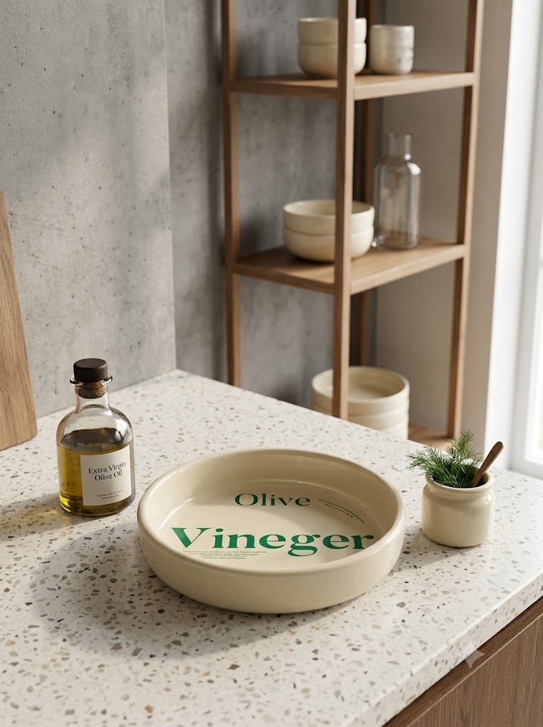 Тарелка сервировочная с надписями Vineger, Olive 200 мм